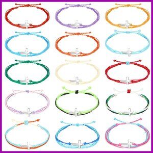30 Pcs Adjustable Nylon Cross Bracelets, Handmade Friendship Gifts for Women Men